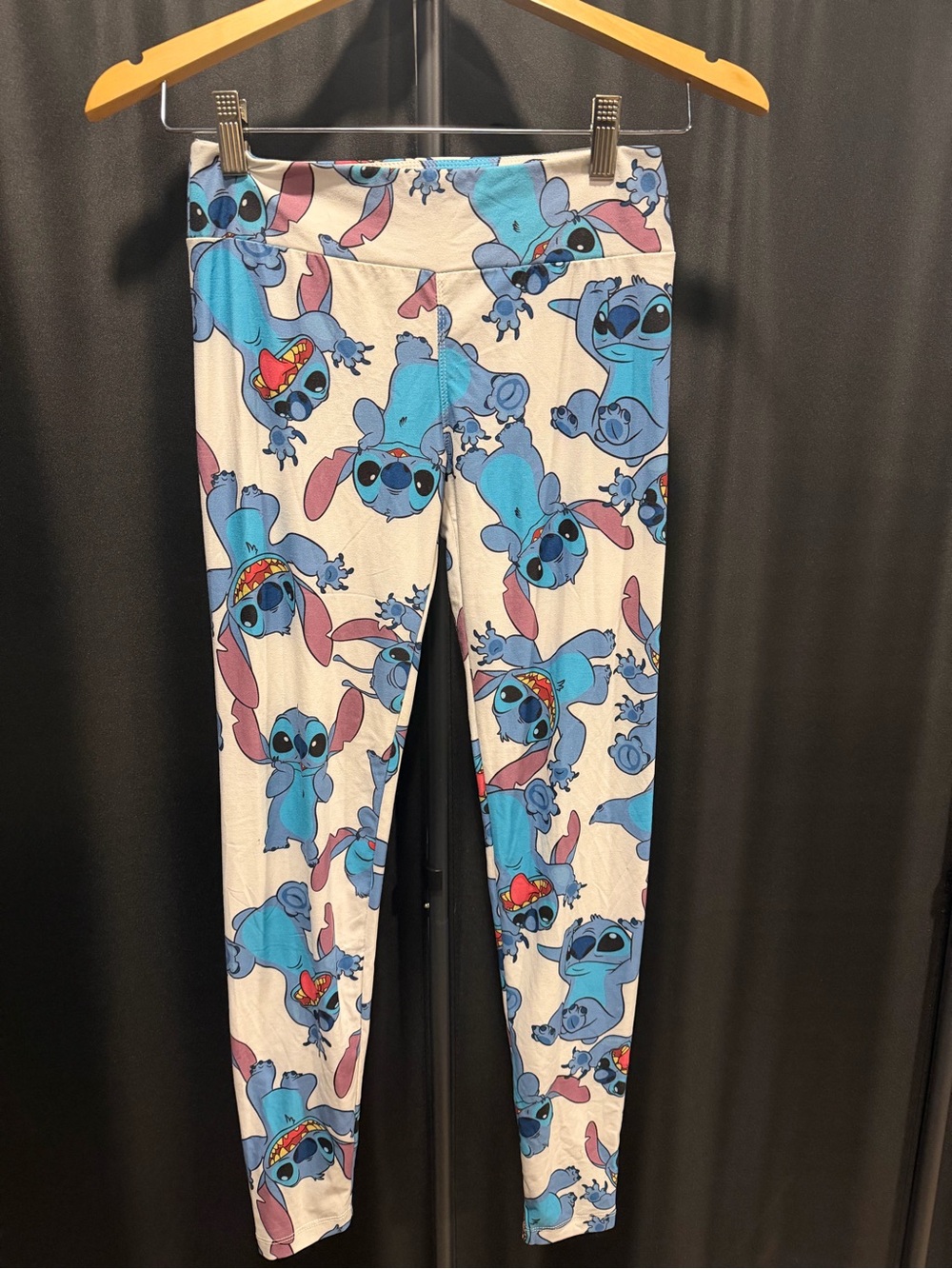 Disney White Leggings with Blue Stitch Character Print